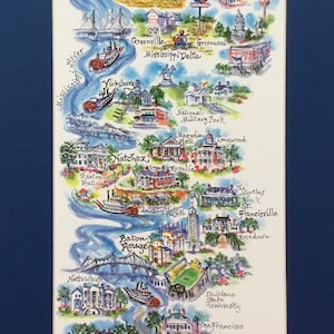 Rolling on the Mississippi River Limited Edition Watercolor Print by Artist Linda Theobald FREE SHIPPING **Except Hawaii & Alaska