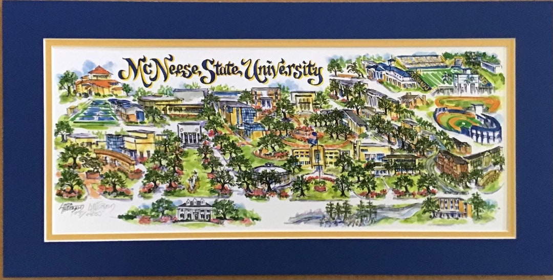 Mcneese State University “cowboys” Signed and Numbered Campus Print by