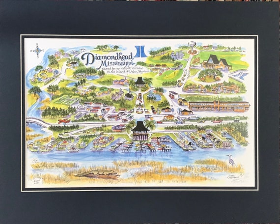 Diamondhead, MS Signed and Numbered Pen and Ink Watercolor Print