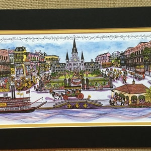 New Orleans, LA Pen and Ink Signed and Numbered Watercolor Print by Artist Linda Theobald FREE SHIPPING image 1