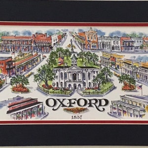 Oxford, MS signed and numbered pen and ink watercolor print by Mississippi Artist Linda Theobald ***FREE SHIPPING***