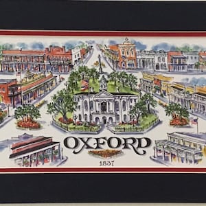 Oxford, MS signed and numbered pen and ink watercolor print by Mississippi Artist Linda Theobald ***FREE SHIPPING***