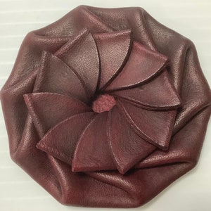 Burgundy Pinwheel Leather Wallet - Change, Coin, For Him, For Her, Gift Idea, Retro