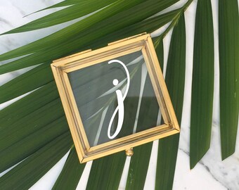 Ring Box Personalized Glass Box Customized Jewelry Box / Bridesmaid Gift / Personalized Gift / Engagement Gift / Ring Bearer