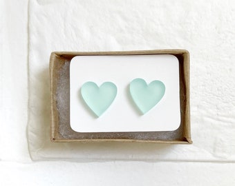 Acrylic Heart Earrings, Heart Stud Earrings, Earrings for Little Girls, Glitter Heart Earrings