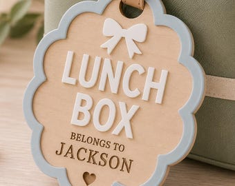 Lunch Box Tag SVG | Personalized School Bag Tag Laser Cut File | Backpack Name Tag SVG for Glowforge, xTool & LightBurn