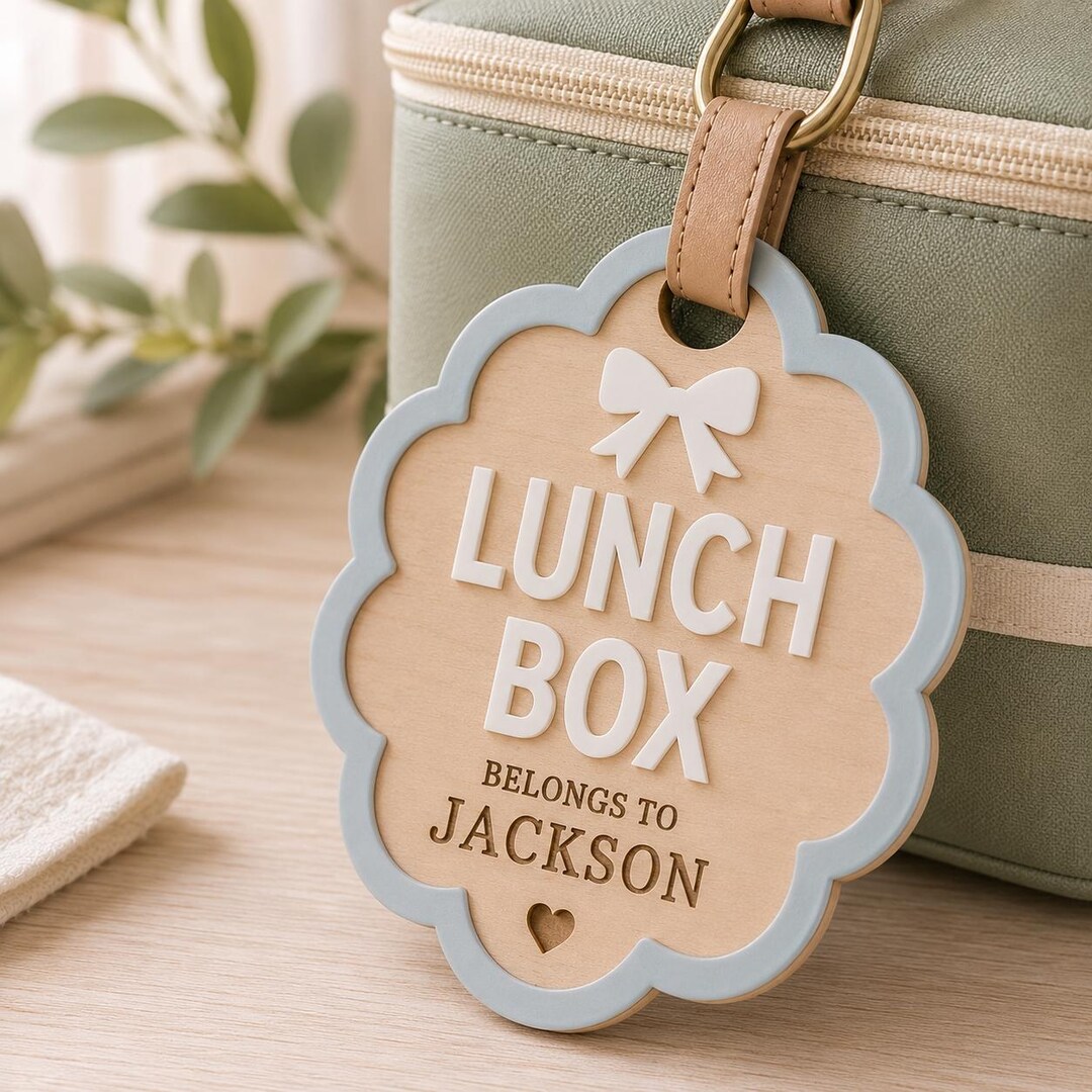 Lunch Box Tag SVG | Personalized School Bag Tag Laser Cut File ...