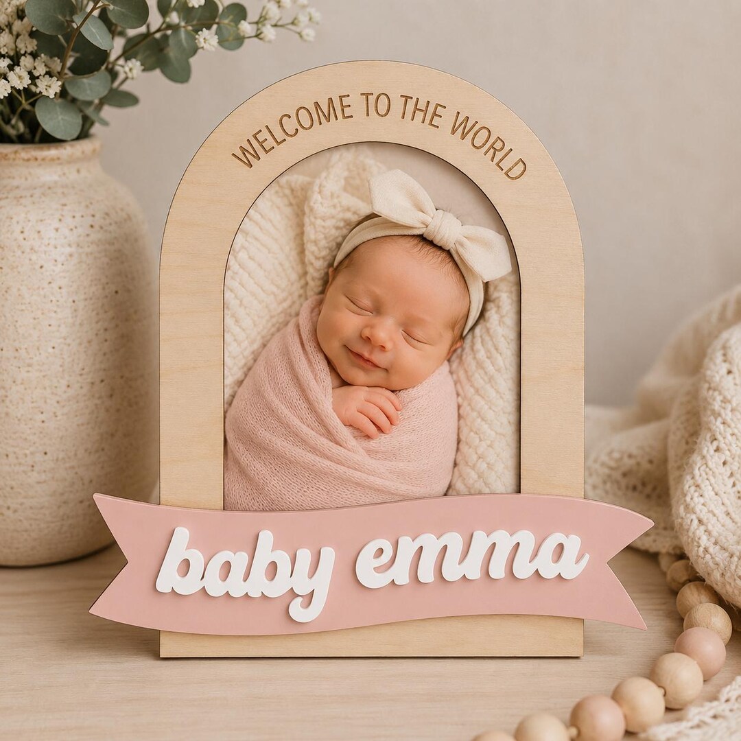 Welcome to the World Photo Frame SVG | Newborn Picture Frame Laser Cut ...