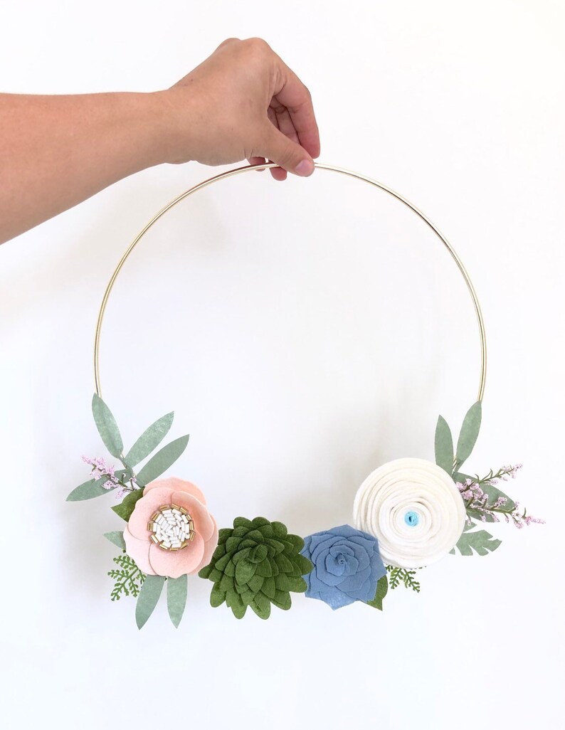 Succulent wreath Felt Flower Wreath Gold Wreath Gold Hoop Wreath succulent gift succulents succulent lover spring wreath