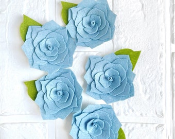 Felt flowers, felt succulents, blue felt florals, blue felt succulents, felt flowers for crafting