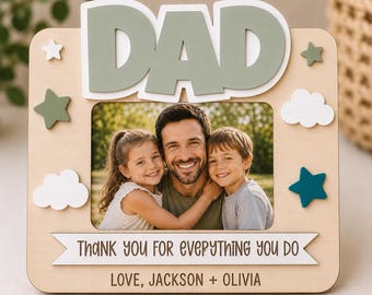 Dad Photo Frame SVG | Father's Day Photo Magnet SVG | Laser Cut File for Glowforge | LightBurn SVG | xTool Father's Day Gift | Photo Frame