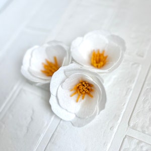 Felt flowers, felt , white and yellow felt florals, white felt flowers, felt flowers for crafting