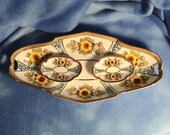 Early Noritake Hand Painted Celery Dish Set ca 1930, Free Shipping (223)