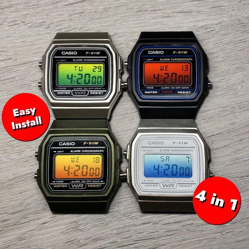 Casio F-91W Monochrome Gradient Filter Screen imagen 1