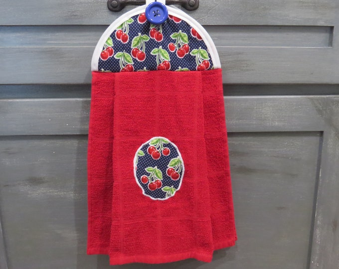 Hanging Kitchen Towels Cherry Dish Towels Handmade Tea Towels Etsy