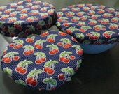 Reusable Bowl Covers, Elastic Bowl Lids, Eco Friendly Lids, Cherry Decor