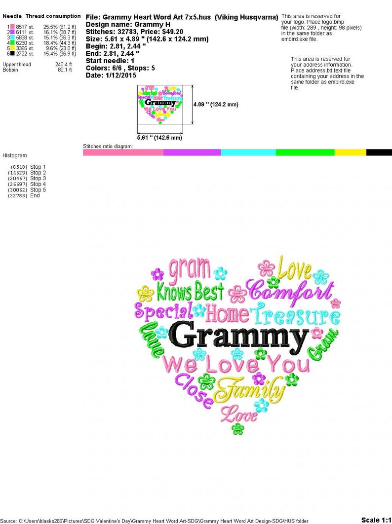 Grammy Heart Word Art Embroidery Design INSTANT DOWNLOAD | Etsy