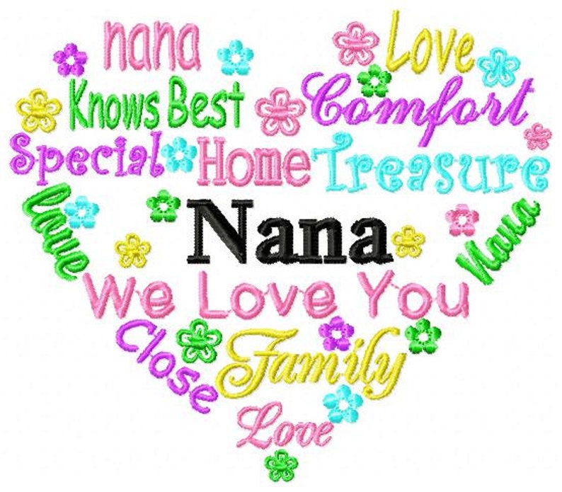 Nana heart word art embroidery design instant download  etsy Nana heart word art embroidery design instant download  etsy