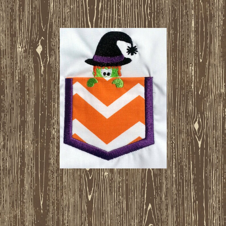 Witch Pocket Peeker Applique Embroidery Design INSTANT Etsy