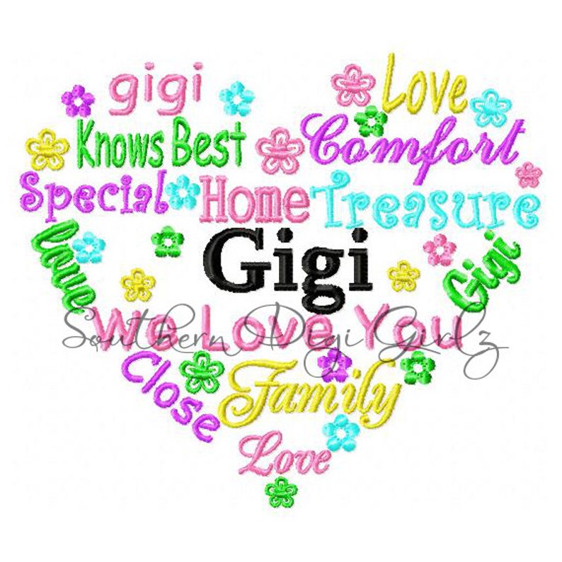 Gigi heart word art embroidery design instant download  etsy Gigi heart word art embroidery design instant download  etsy