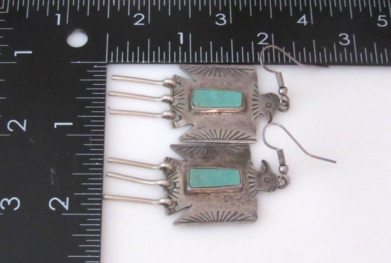 VTG Navajo Thunderbird Earrings Hand Stamped Ster… - image 4