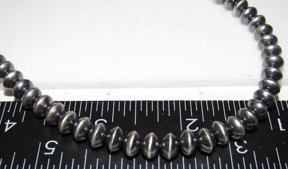 Navajo Pearls Sterling Silver Rondelles Saucer Flat Bead Necklace 4mm