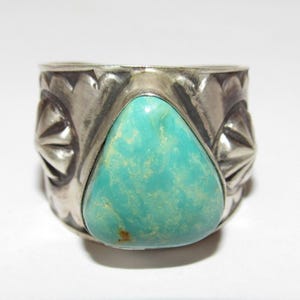 Navajo R.Willie Royston Turquoise Ring Sz 14 Sterling Band Ingot Ring