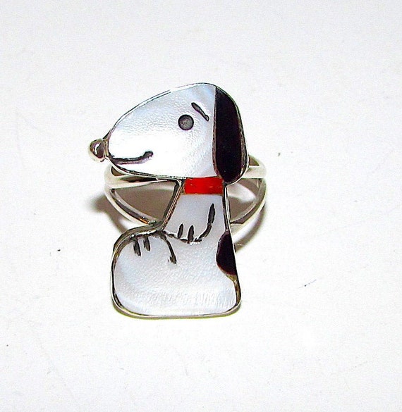 Rare Zuni SNOOPY Peanuts Sterling Silver Inlaid St