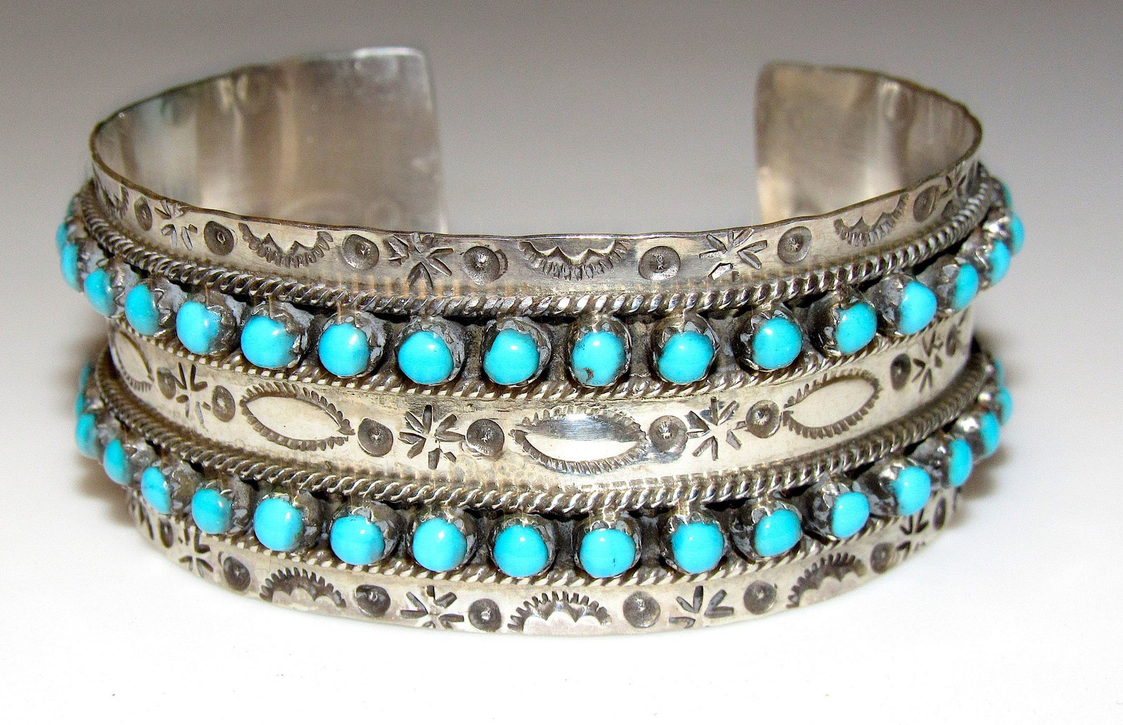 Zuni Snake Eye Turquoise Cuff Bracelet Sterling Silver Etsy