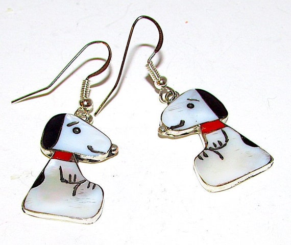 Rare Zuni SNOOPY Peanuts Sterling Silver Inlaid St