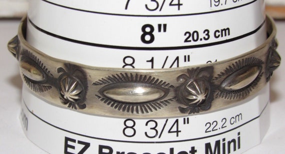 Navajo Bangle Bracelet Sterling Silver Repousse D… - image 7