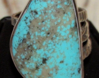 Native American Number 8 Turquoise Ring Size 7 Sterling Silver J Troncosa