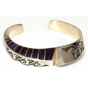 Important Lonn Parker Sugulite Vintage Navajo Native American Jewelry Silver Geometric Bracelet Important Lonn Parker Sugulite Vintage Navajo Native American Jewelry Silver Geometric Bracelet