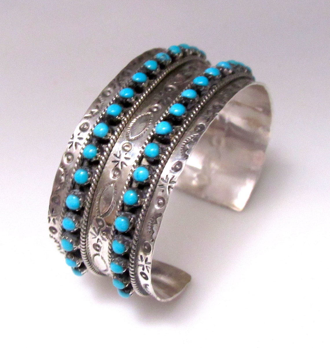 Zuni Snake Eye Turquoise Cuff Bracelet Sterling Silver Etsy