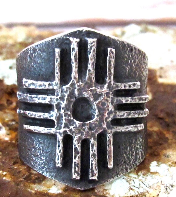 Navajo Kevin Yazzie Zia Cross Ring Size 10 Sand C… - image 1