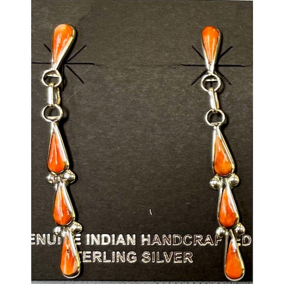 Fab Zuni Native American Needle Turquoise Sterling Silver Chandelier Earrings Fab Zuni Native American Needle Turquoise Sterling Silver Chandelier Earrings