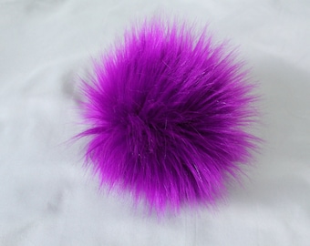Vivid Purple, made to order faux fur pompom, Luxury, bright purple pompom, 4-6 inch pompom, handmade, faux fur Pom Pom, vegan, neon purple