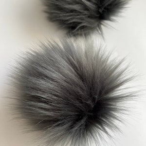 Charcoal, made to order faux fur pompom, Luxury, grey pompom, 4-6 inch pompom, handmade, faux fur Pom Pom, vegan gray Pom Pom