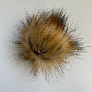 Wolverine, made to order faux fur pompom, Luxury, brown and gray pompom, 4-6 inch pompom, handmade, faux fur Pom Pom, vegan, neutral brown