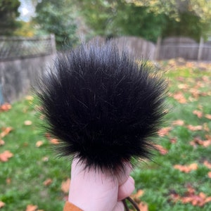 Raven, made to order faux fur pompom, Luxury, black pompom, 4-6 inch pompom, handmade, faux fur Pom Pom, vegan black Pom Pom