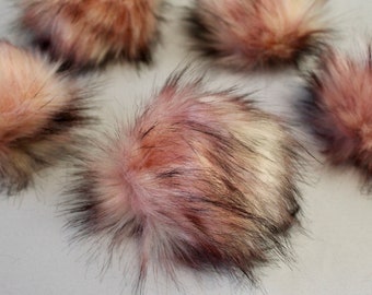 Peaches and Cream, made to order faux fur pompom, Luxury, pink pompom, 4-6 inch pompom, handmade, faux fur Pom Pom, vegan fur, neutral