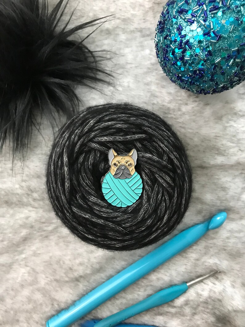 Frenchie Dog With Yarn Enamel Pin Frenchy Dog Enamel Pin - Etsy