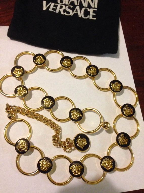 vintage versace gold chain belt