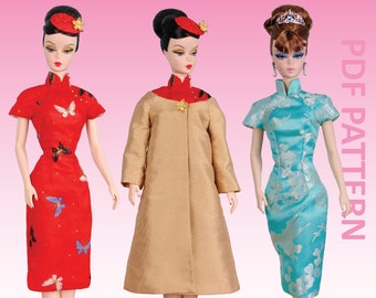Patrón de costura Madame Butterfly para muñecas de moda de 12"