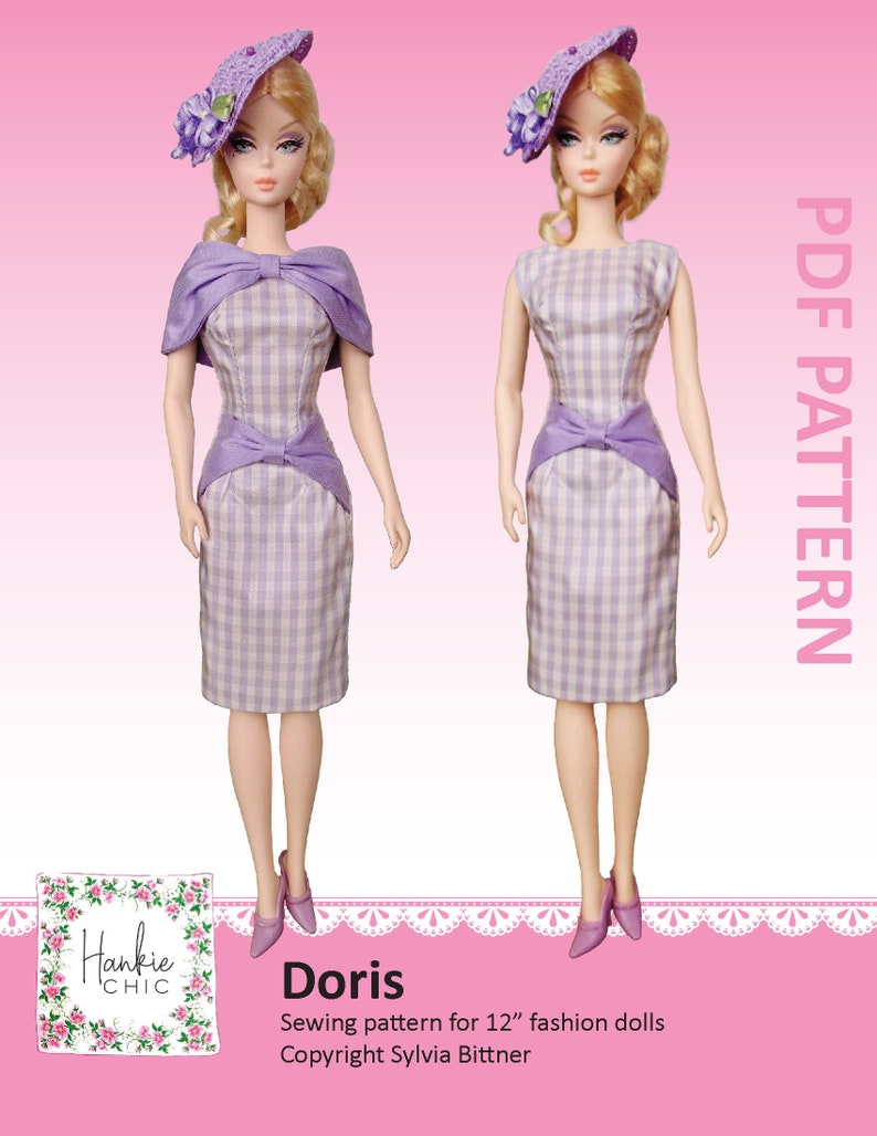 Doris sewing pattern for 12 fashion dolls image 1