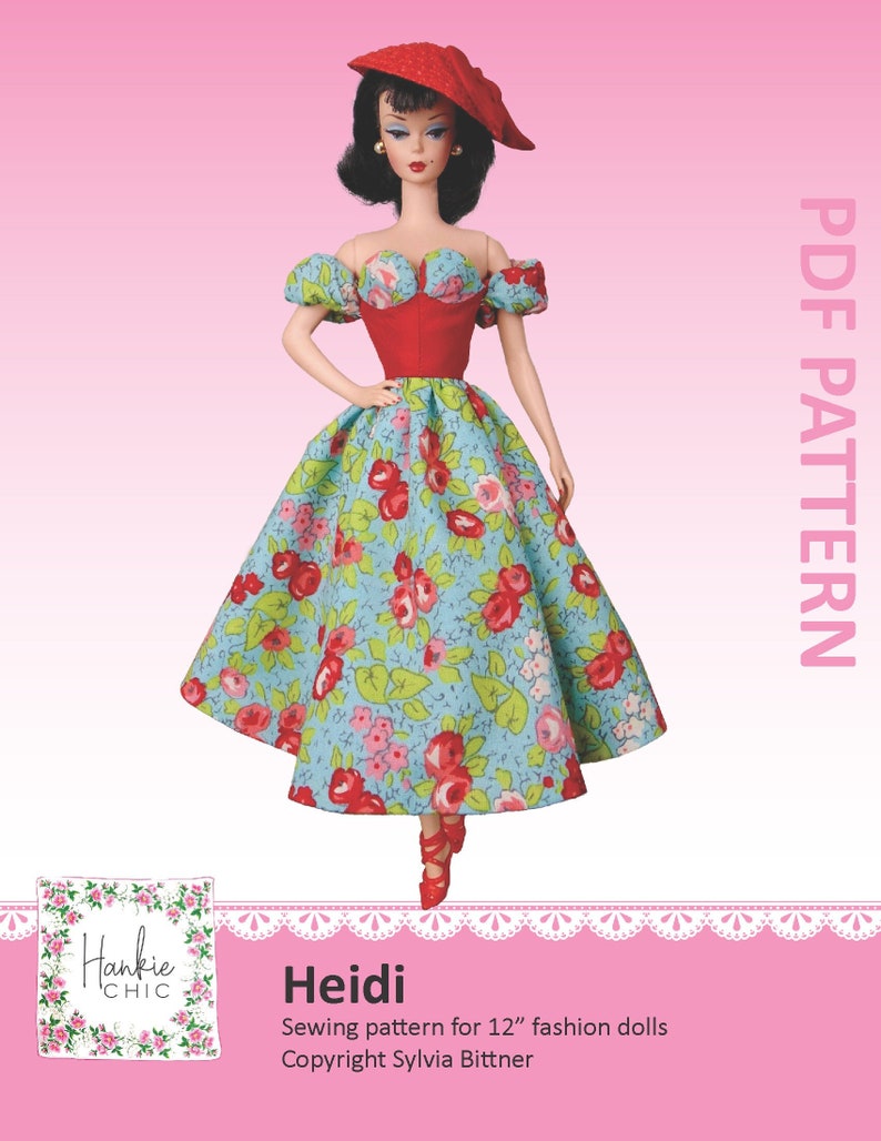 Patrón de costura Heidi para muñecas de moda de 12 imagen 1