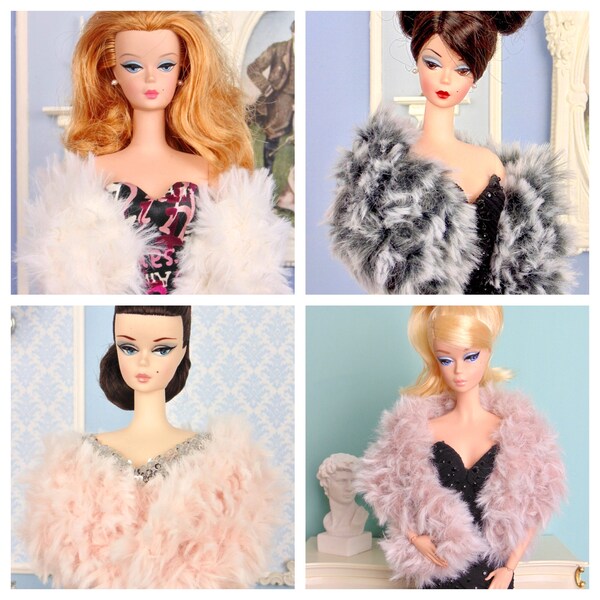 1:6 scale faux mink stole for Barbie & fashion dolls