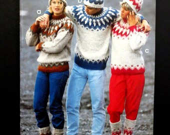 1980s Lopi Icelandic 11 Knit Sweater Patterns with Variations Adult & Childs Sizes Cardigans Pullovers Legwarmers Hat Digital PDF