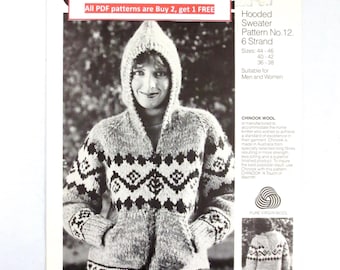 Chinook White Buffalo Wool Cowichan Sweater Knit Pattern #12 Adult Sizes 36-46- Digital PDF Bonus &quot;Design Your Own&quot; Charts B2G1 Sale