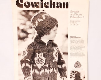 Cowichan Sweater & Toque Knitting Pattern 5 Owl Design Sizes